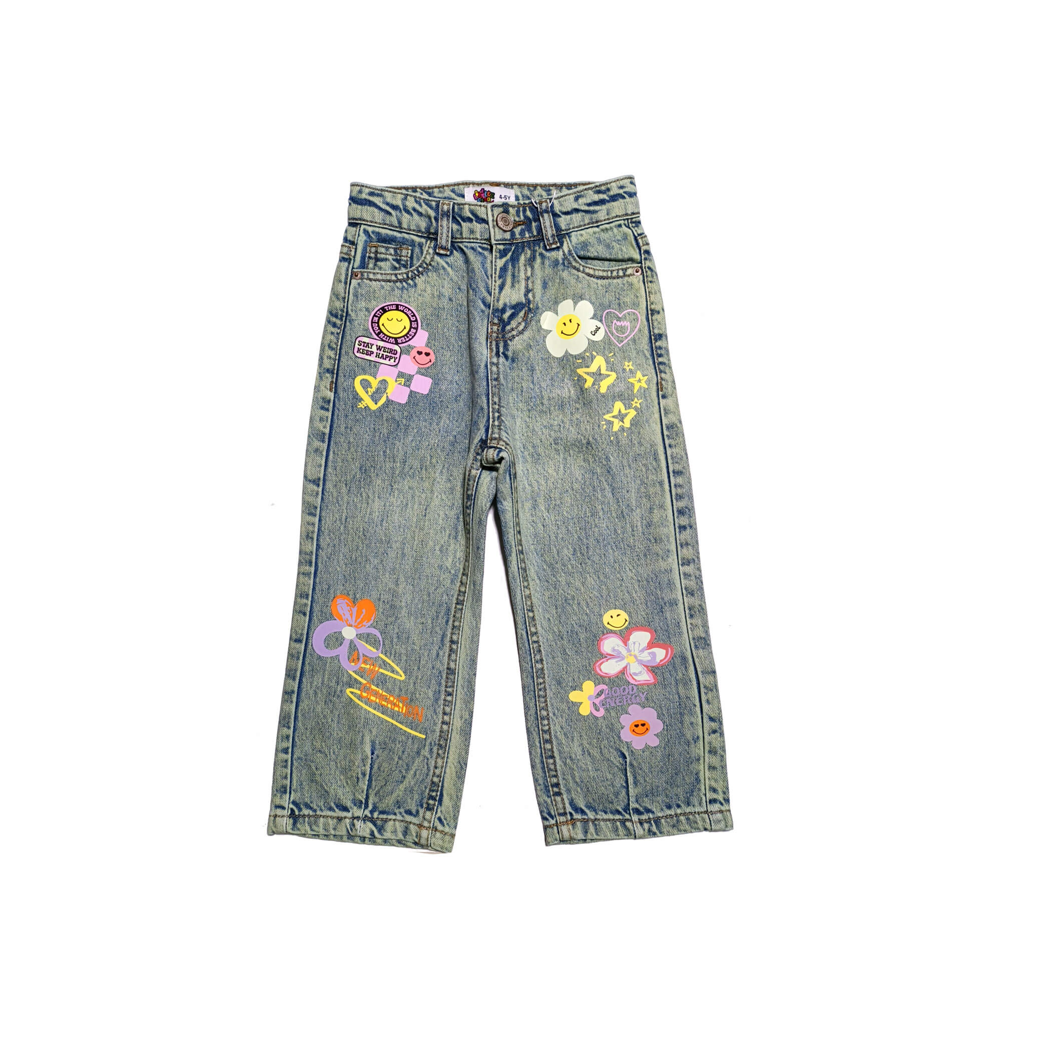 Keep Happy Loose Fit Acid Wash Denim Pant - Green