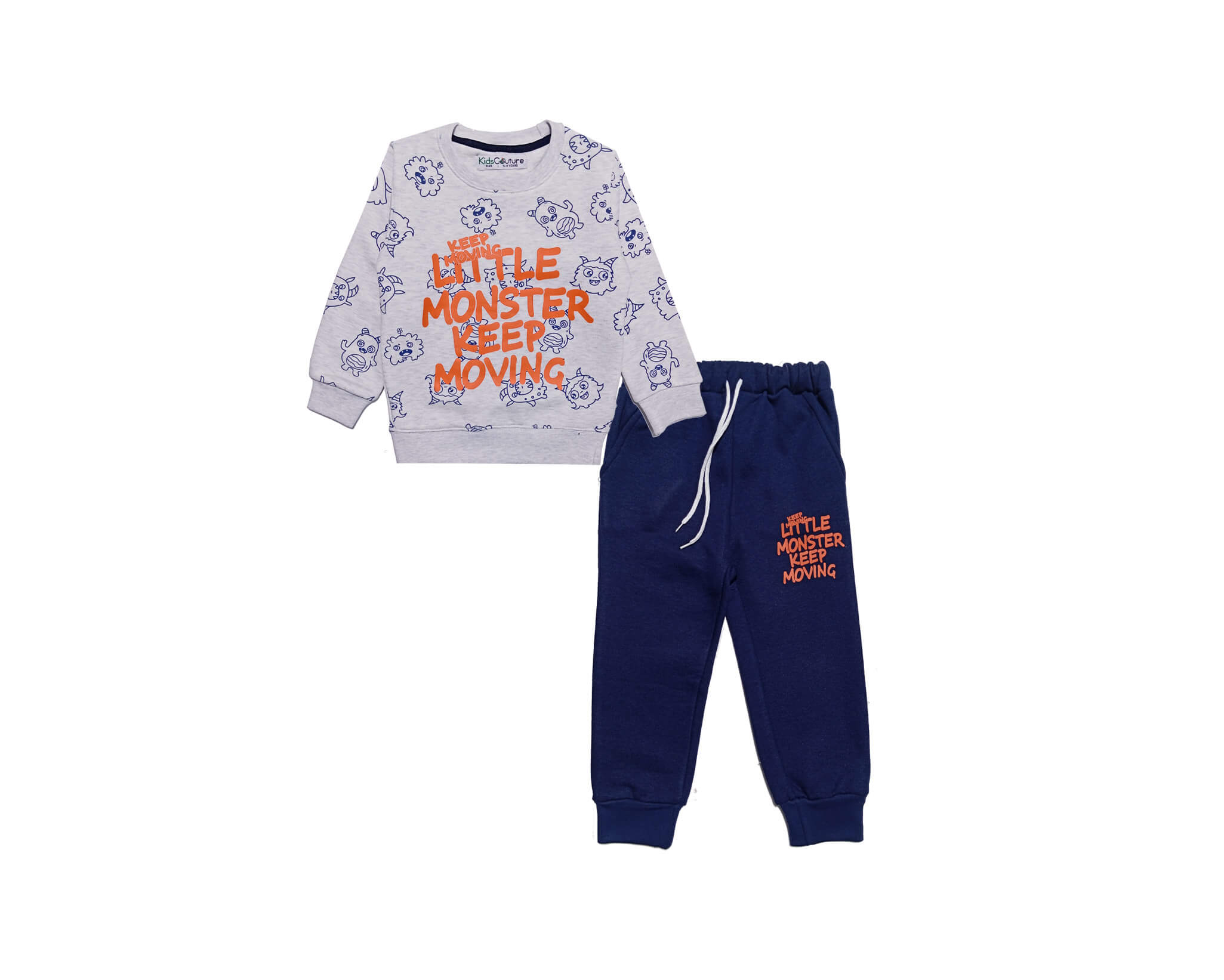 Keep Moving Monster Fleece Tracksuit -Grey &amp; Blue