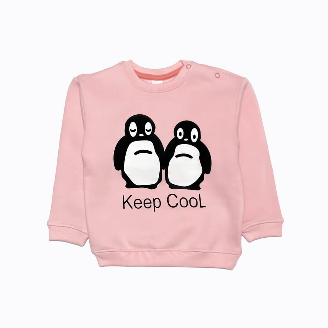 Keep Cool Penguin Light Fleece Sweatshirt - Pink