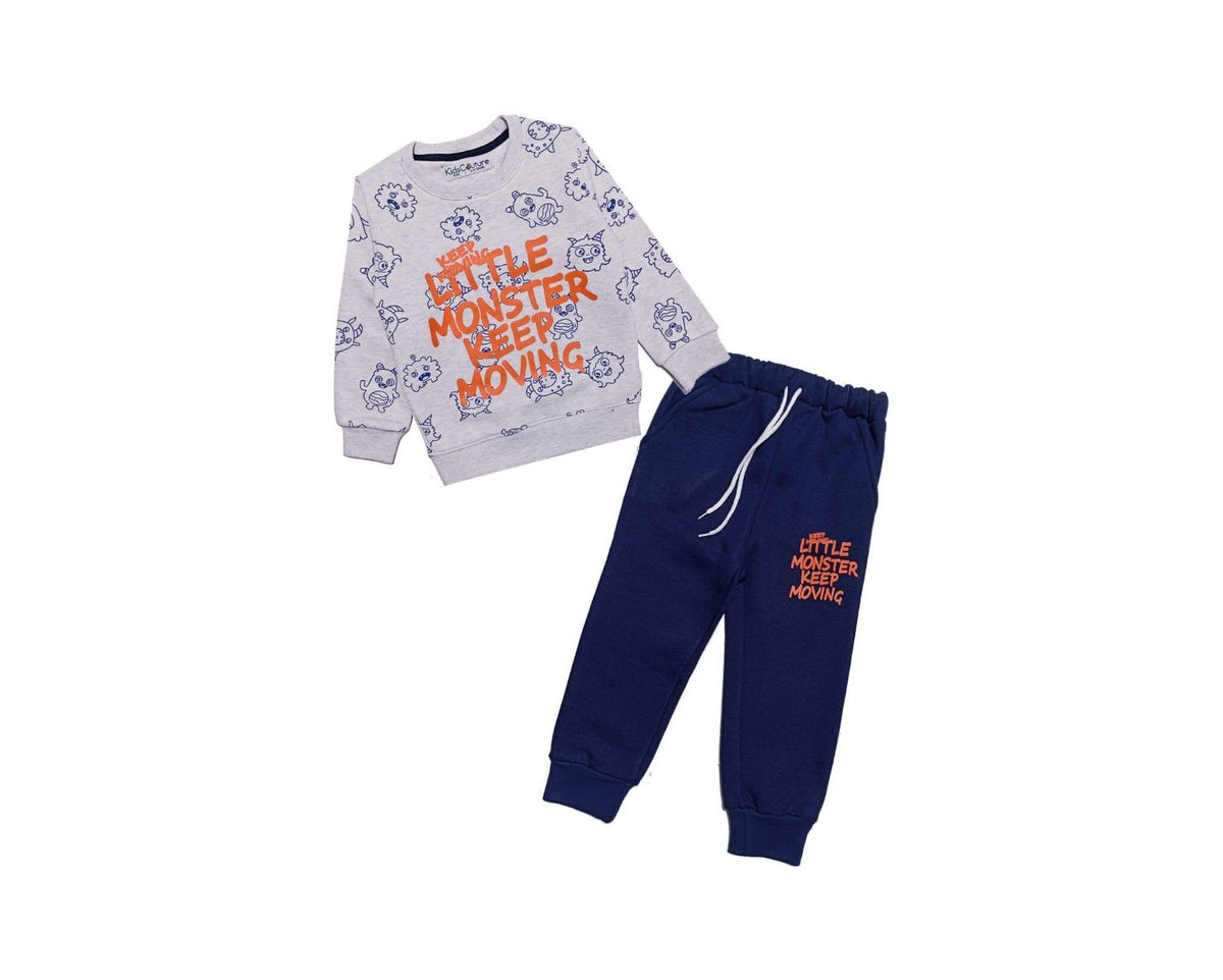 Keep Moving Monster Fleece Tracksuit -Grey &amp; Blue1