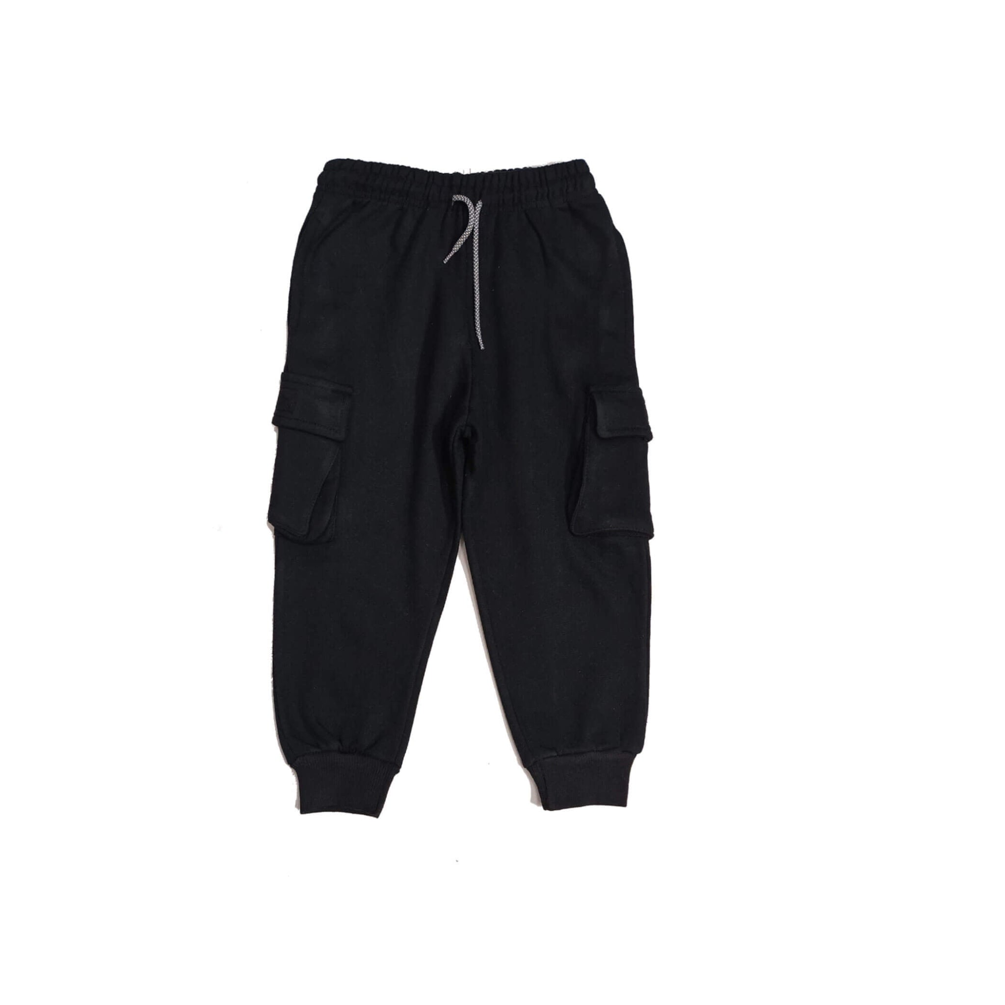 Kids-Loose-Fit-Fleece-Cargo-Trouser---Black.