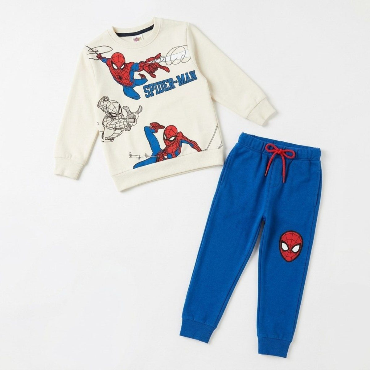 Kids Action 2-Piece Fleece Tracksuit - Off-White & Royal Blue