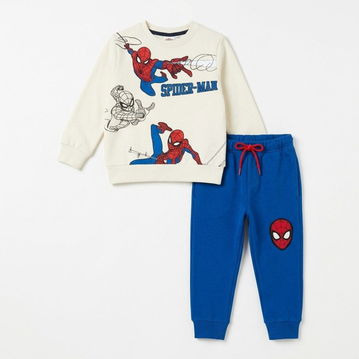Kids Action 2-Piece Fleece Tracksuit - Off-White & Royal Blue