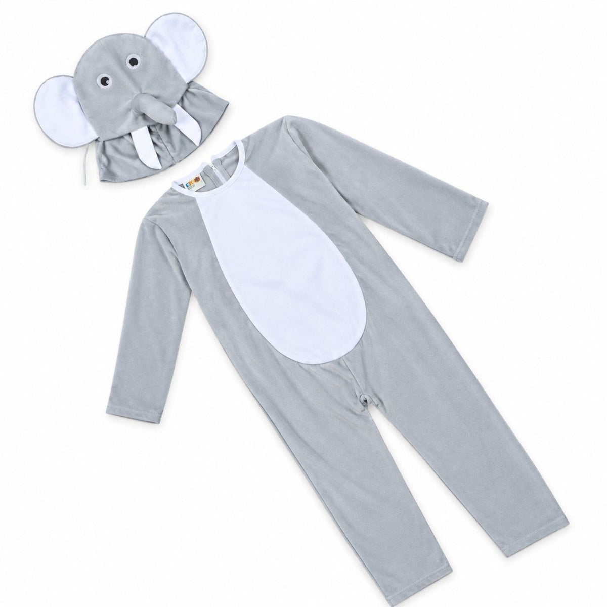 Kids Elephant Costume Jumpsuit with Matching Hat - Grey