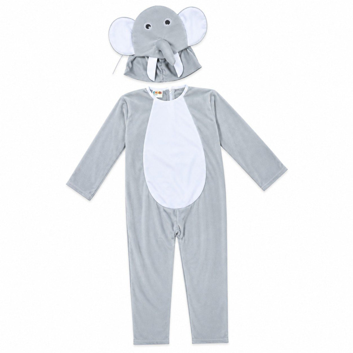 Kids Elephant Costume Jumpsuit with Matching Hat - Grey