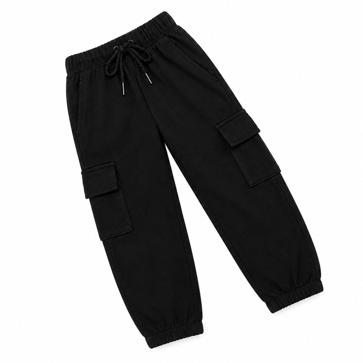 Kids Fleece Cargo Trouser - Black