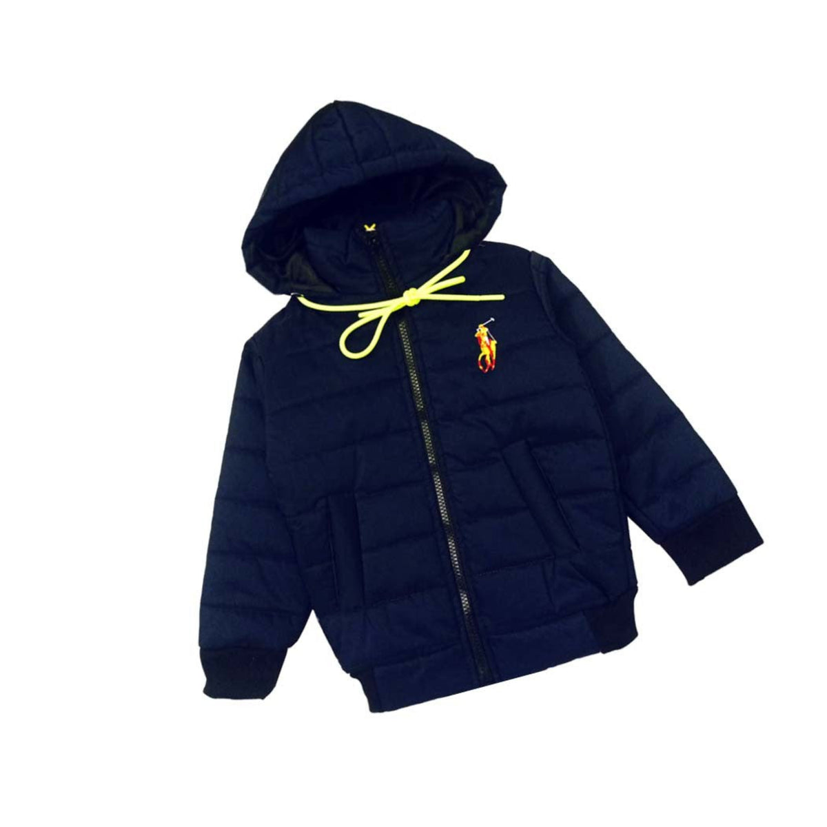 Kids Mock Neck Full sleeves Puff Jacket - Navy Blue