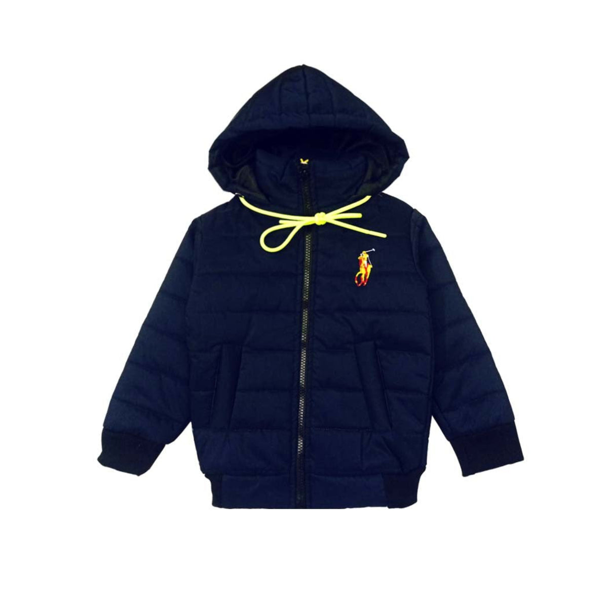 Kids Mock Neck Full sleeves Puff Jacket - Navy Blue