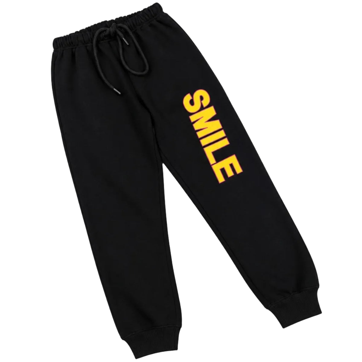 Kids "SMILE" Fleece Trousers-Black