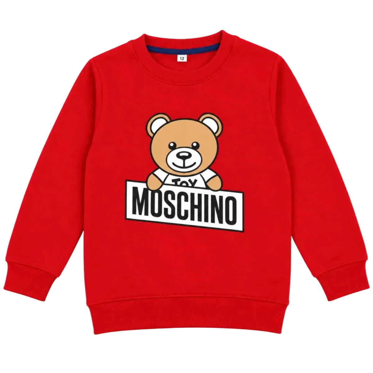 Kids Teddy Bear Print Fleece Sweatshirt-Red 