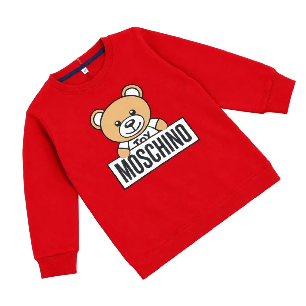 Kids Teddy Bear Print Fleece Sweatshirt-Red .