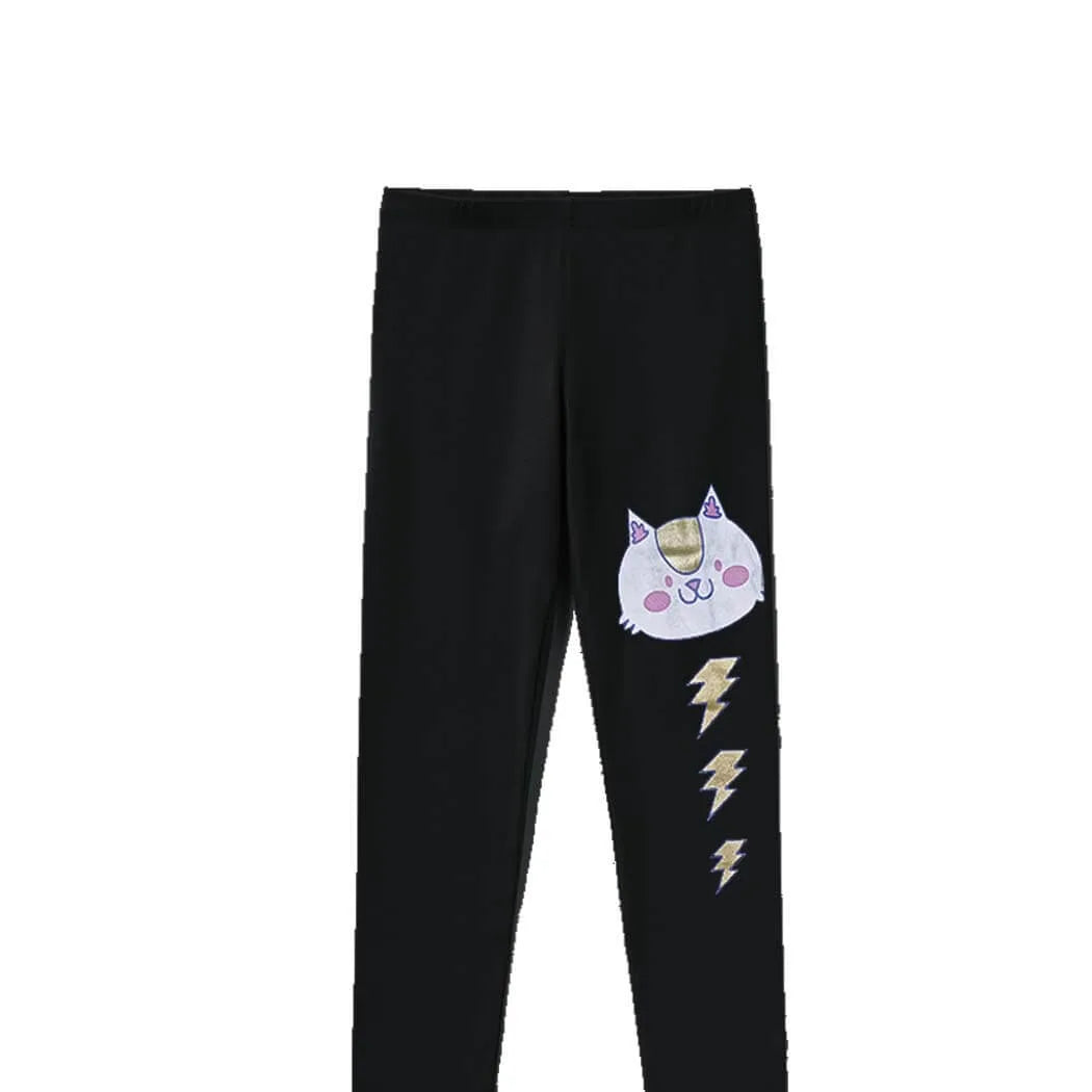 Kitty Golden Spark Cotton Lycra Tights - Black