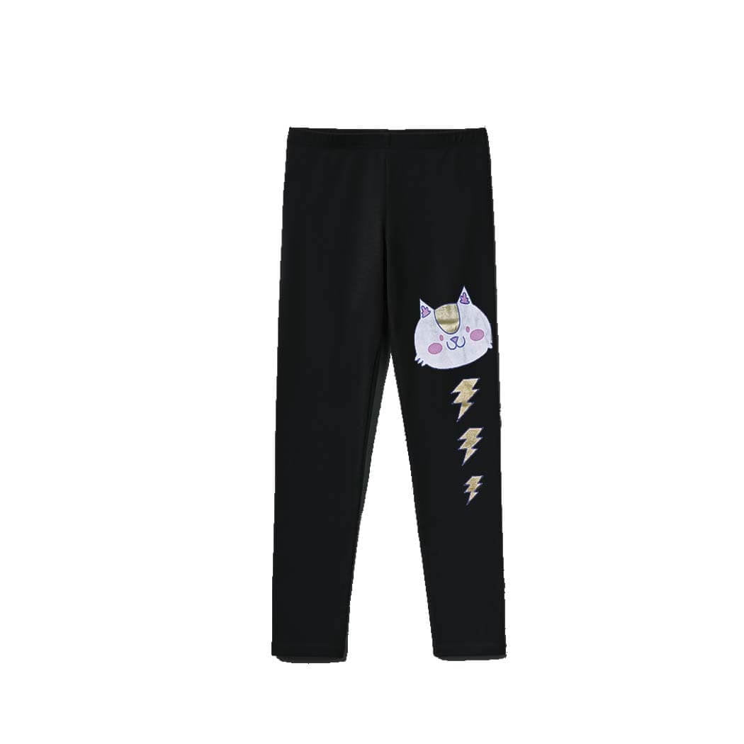 Kitty Golden Spark Cotton Lycra Tights - Black