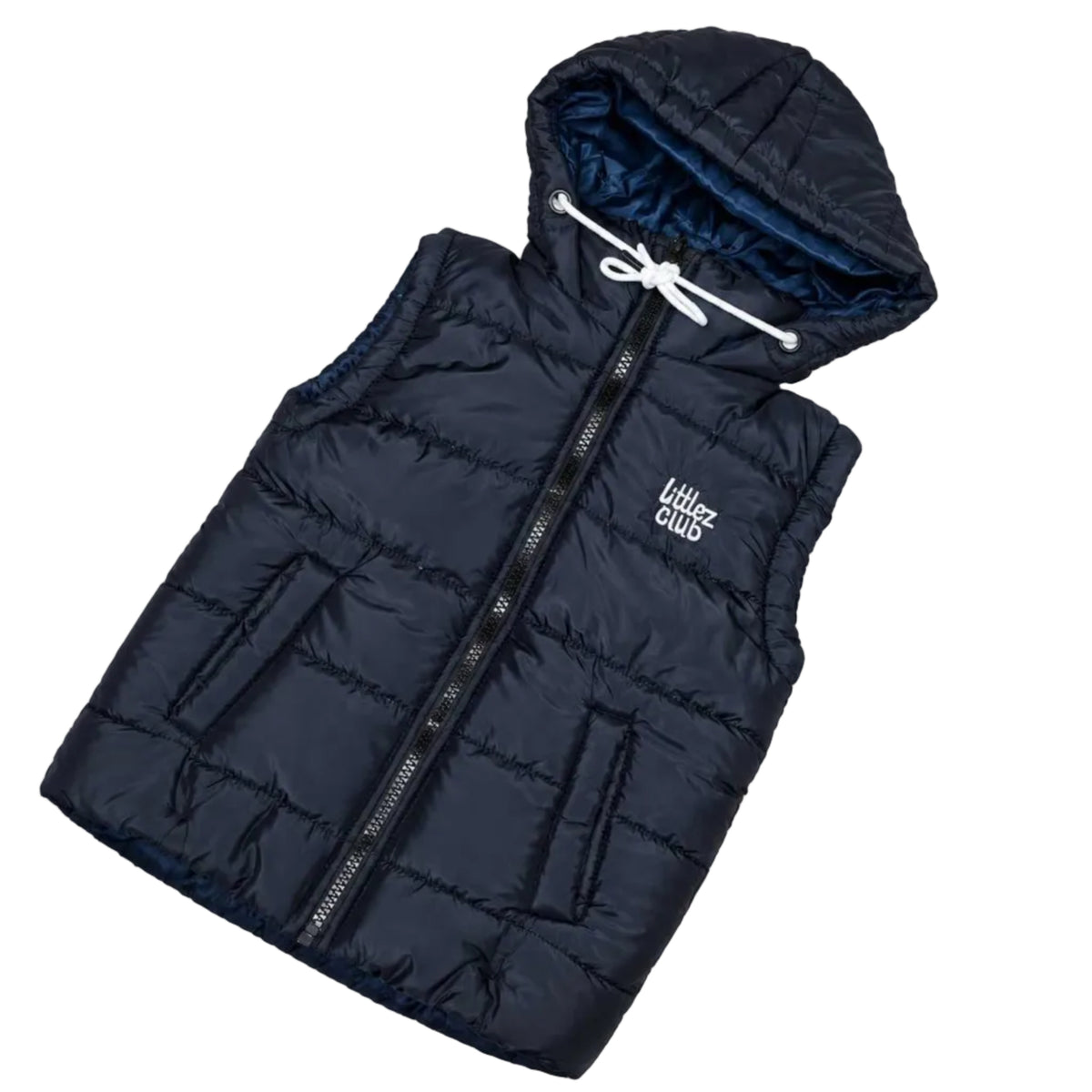 LC Logo Pocket Zipp Style Sleeveless Puffer Jacket - Black