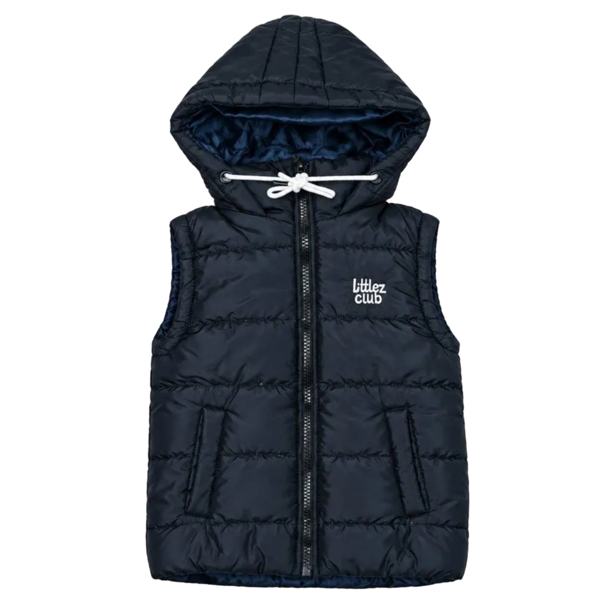 LC Logo Pocket Zipp Style Sleeveless Puffer Jacket - Black