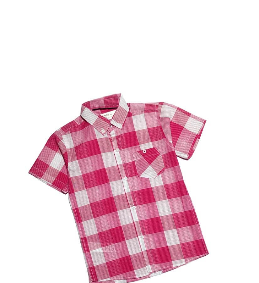 Large Pink Stylish Checked Short Sleeves Casual Shirt