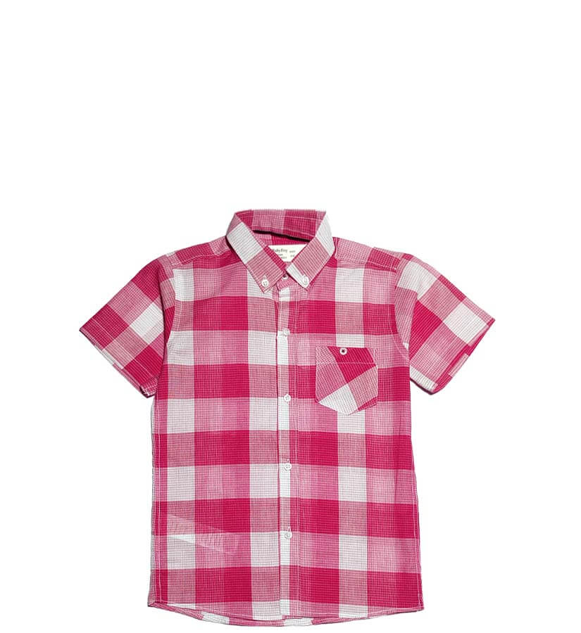 Large Pink Stylish Checked Short Sleeves Casual Shirt
