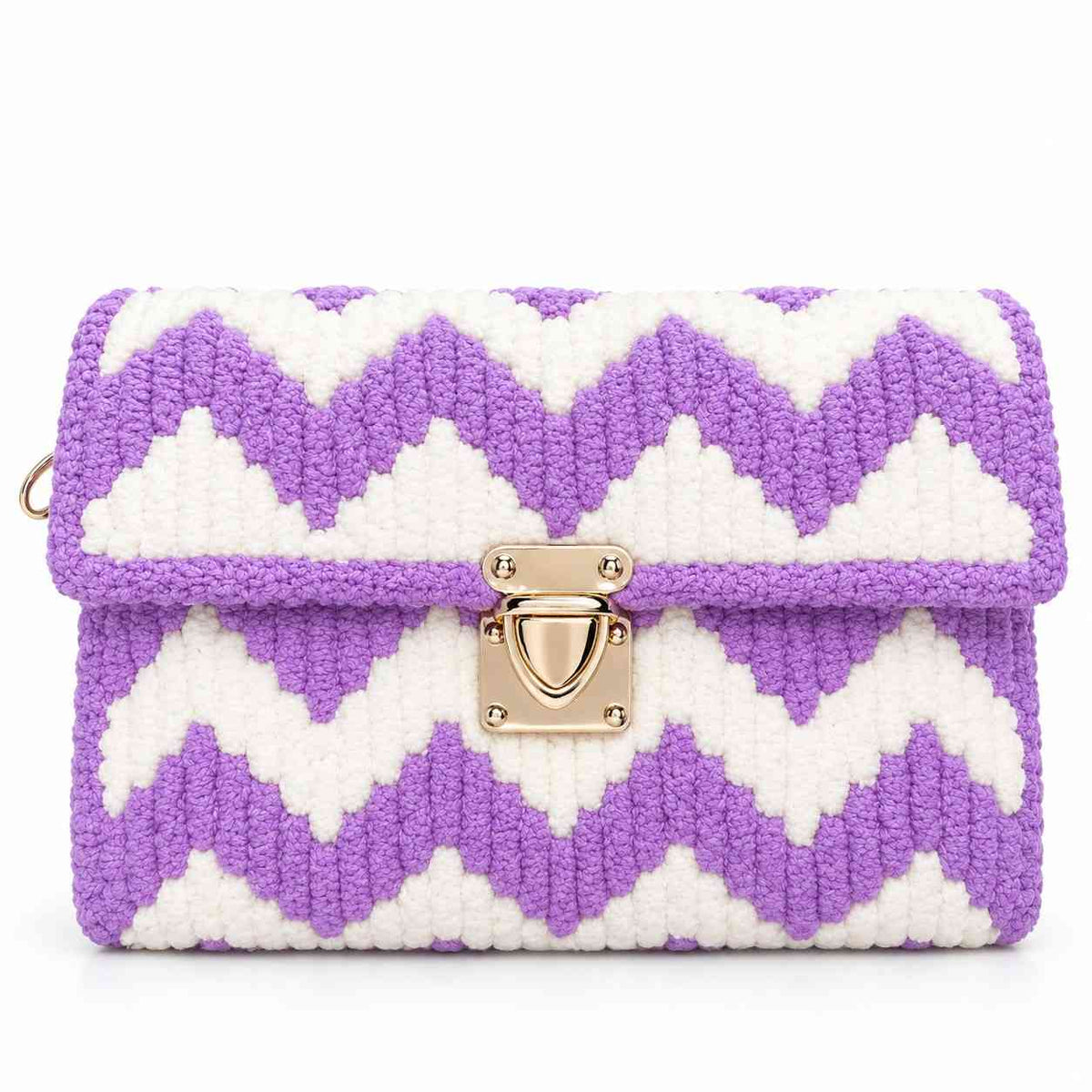 lavender and white crochet handbag-White & Purpul