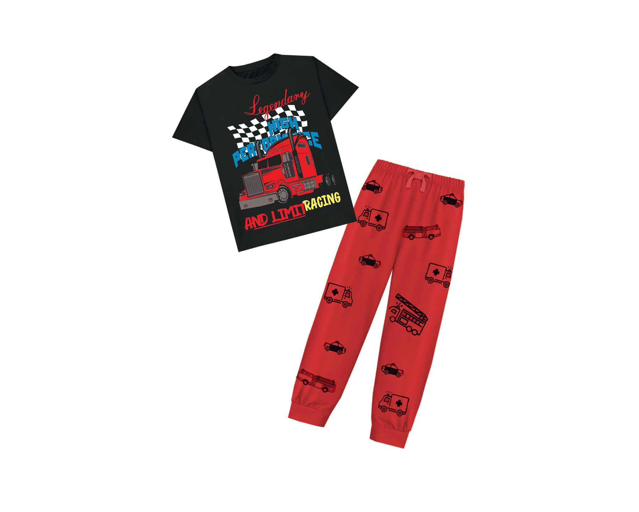 Legendary Racing Tee & Trouser - Black & Red