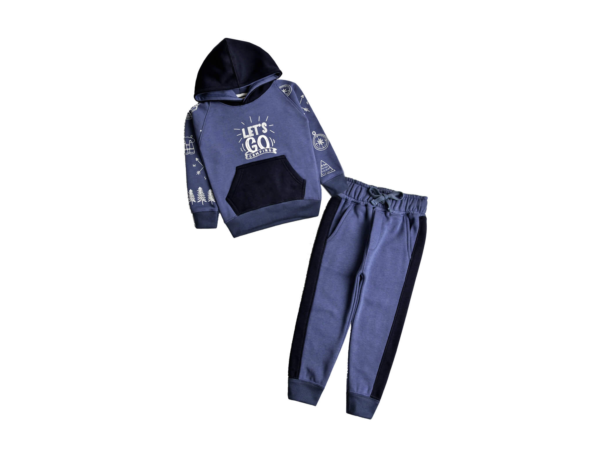 Lets Go Camping Fleece Hoodie Tracksuit -Sapphire Blue
