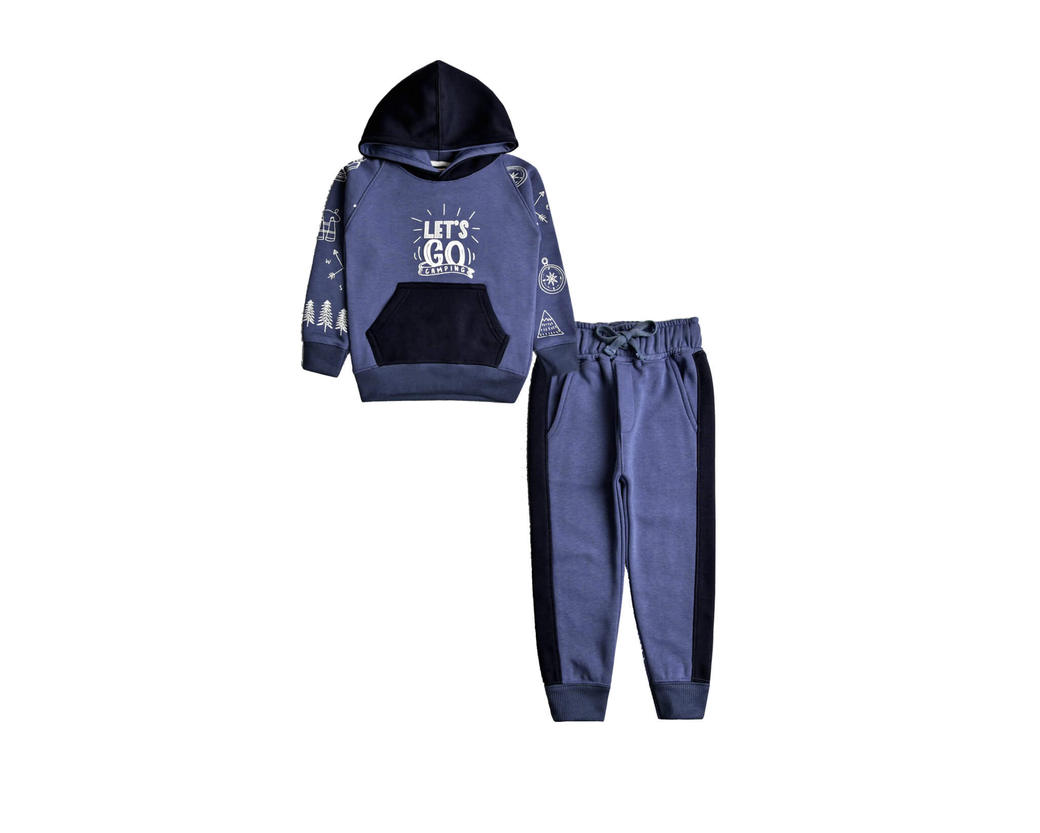 Lets Go Camping Fleece Hoodie Tracksuit -Sapphire Blue