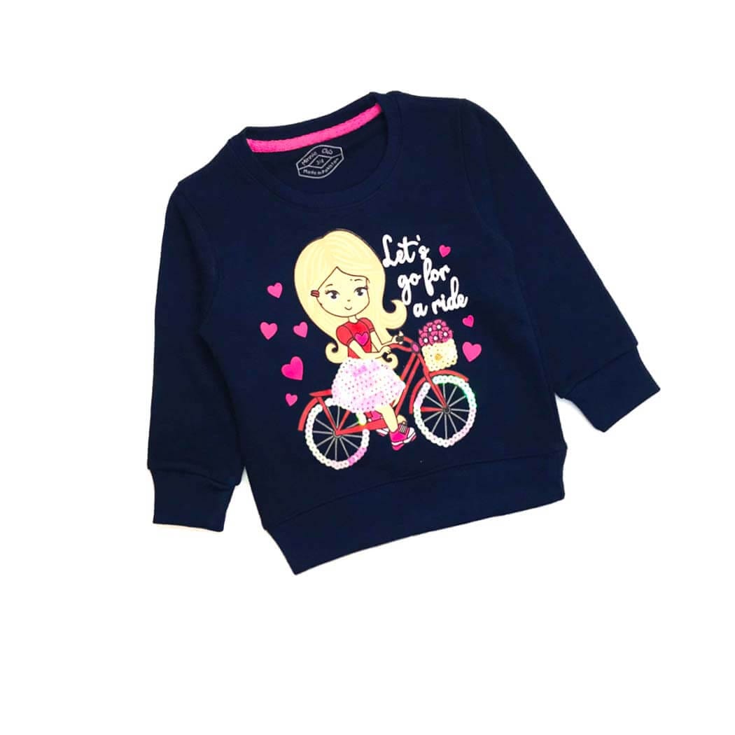 Lets Go Sequence Bicycle Sweatshirt  - Navy Blue