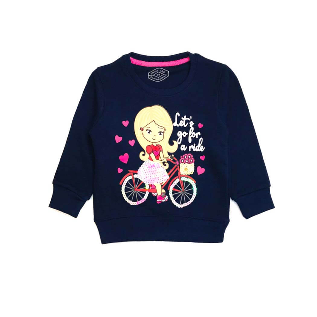 Lets Go Sequence Bicycle Sweatshirt  - Navy Blue