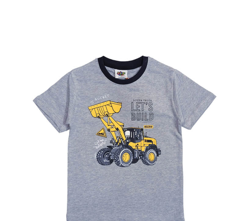 Lets Build Half Sleeve Tee Shirt - Gray