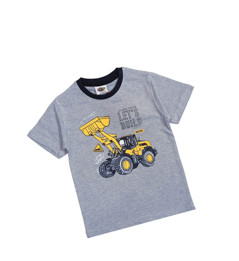 Lets Build Half Sleeve Tee Shirt - Gray