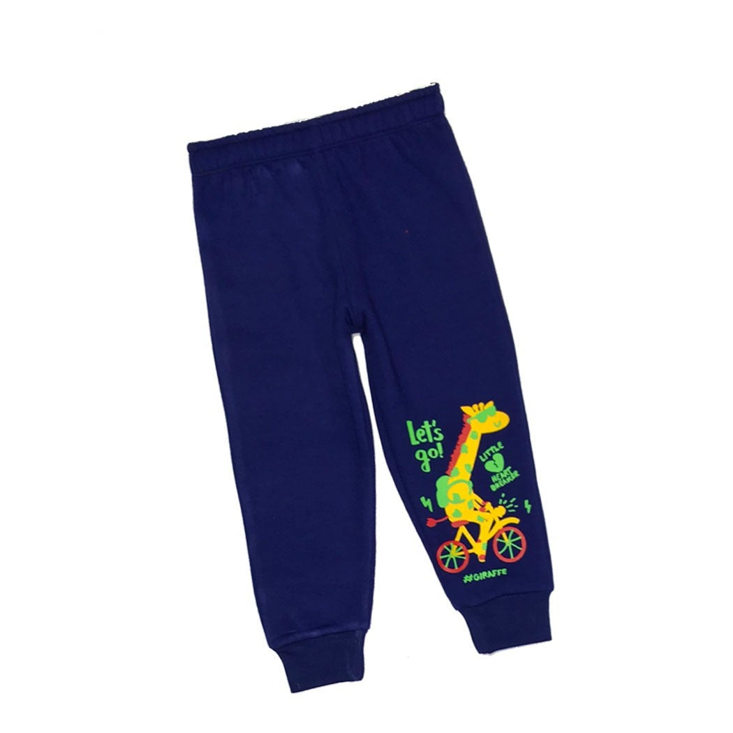 Lets Go Girraffe Fleece Trouser Ink Blue-1