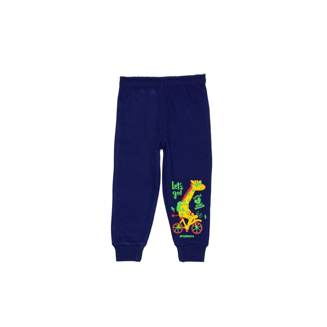 Lets Go Girraffe Fleece Trouser Ink Blue