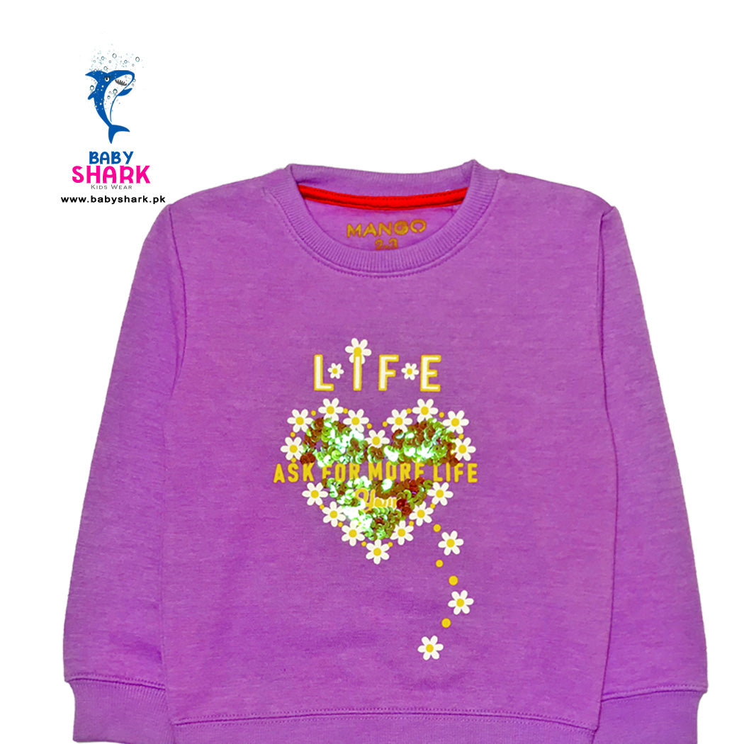 Life Sequence Heart Fleece Sweatshirt -  Light Purple