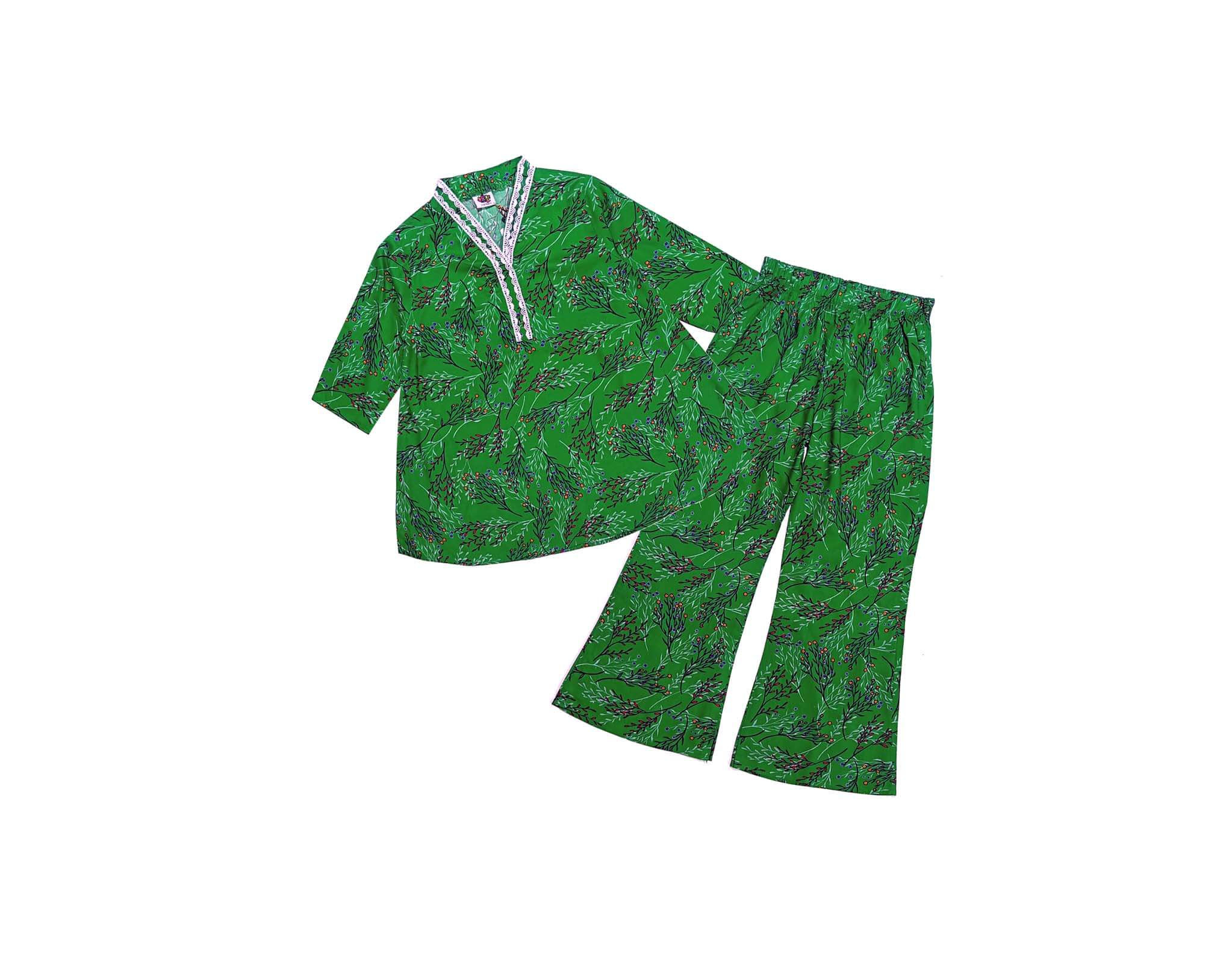 Lillys Roofs Short Flair Linen Frock &amp; Flapper Trouser - Green
