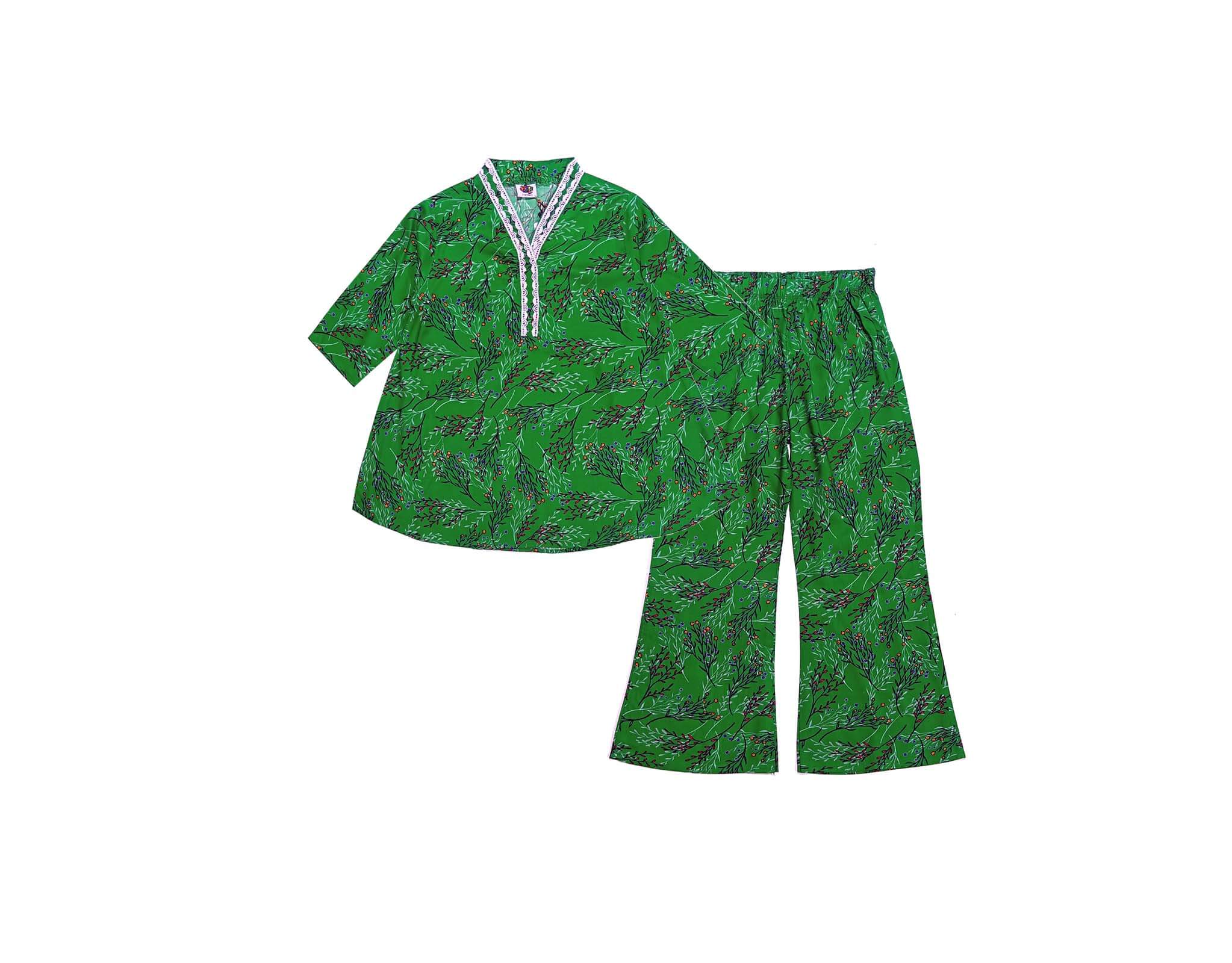 Lillys Roofs Short Flair Linen Frock &amp; Flapper Trouser - Green