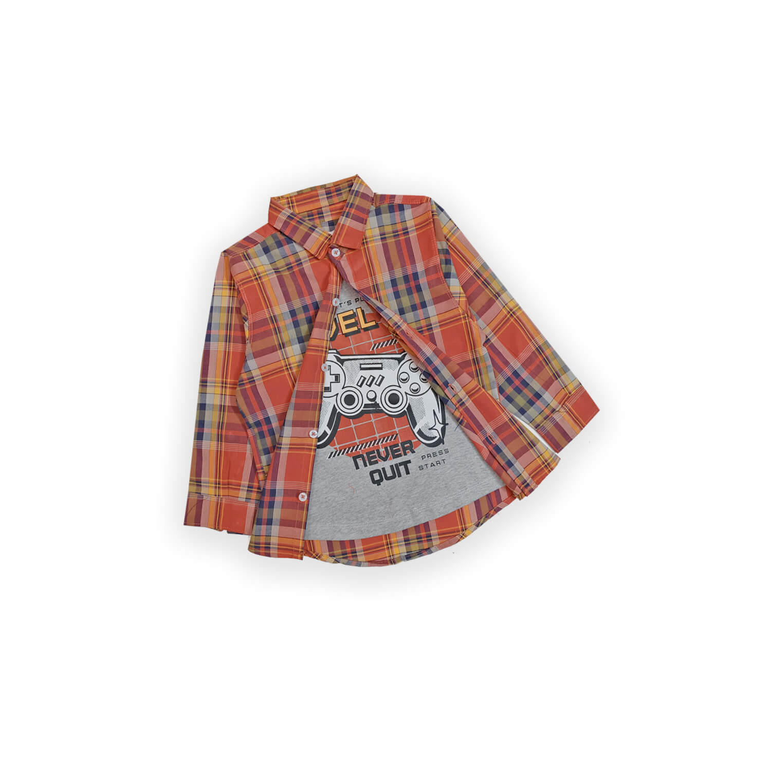 Little Explorer Plaid Double Casual Shirt - Rust