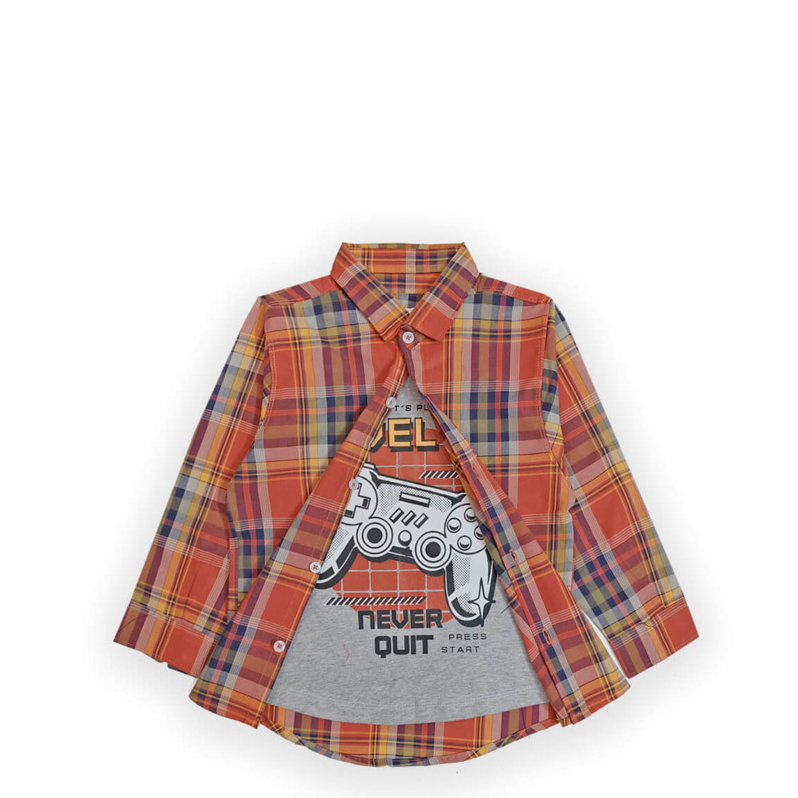 Little Explorer Plaid Double Casual Shirt - Rust