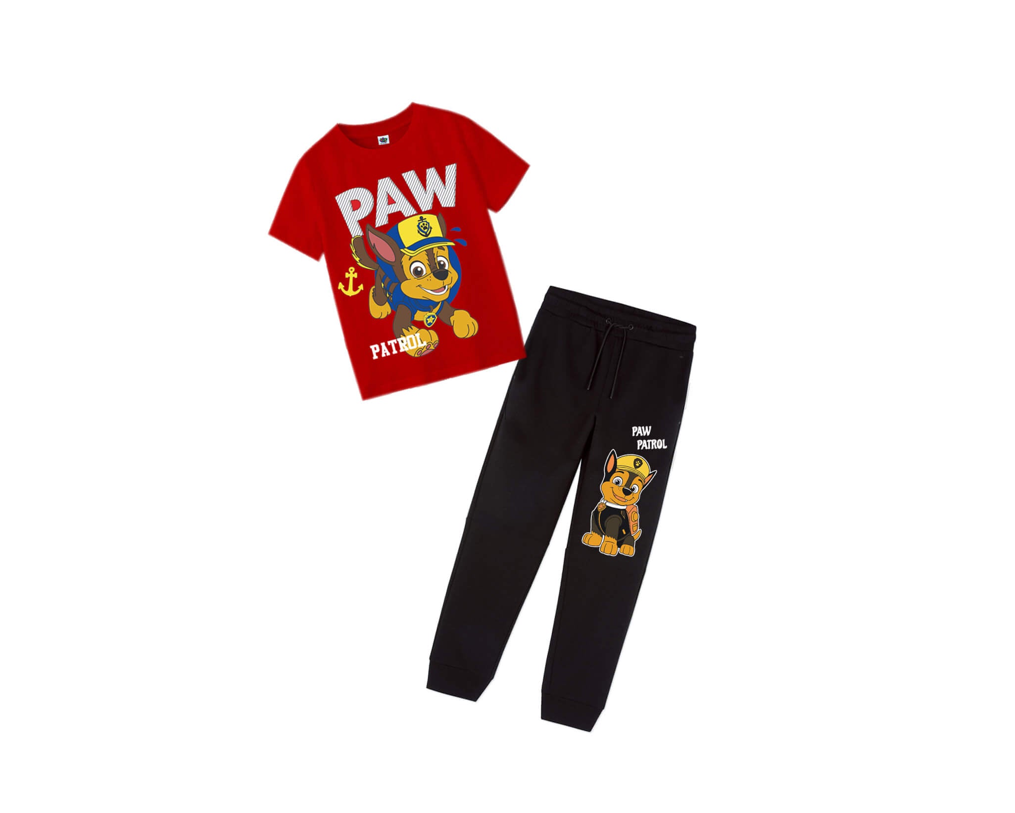 Little Hero Paw Tee &amp; Trouser - Red &amp; Black