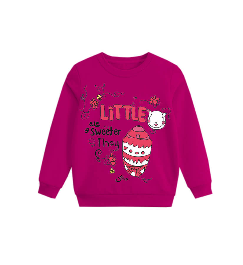 Little Sweeter Fleece Sweatshirt-Shocking Pink
