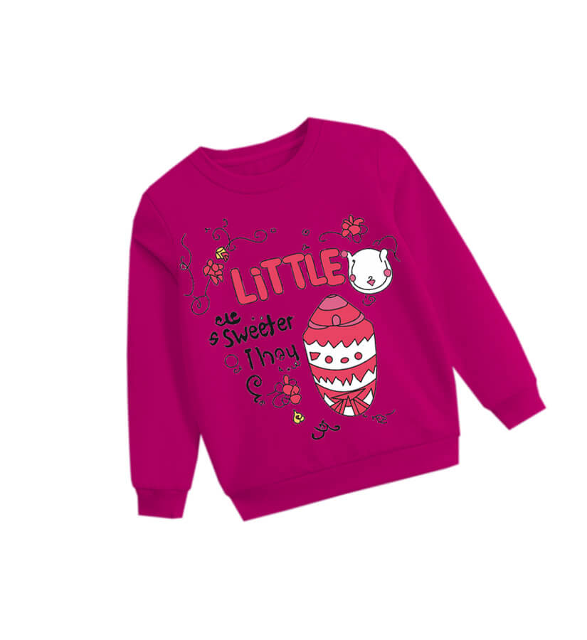 Little Sweeter Fleece Sweatshirt-Shocking Pink