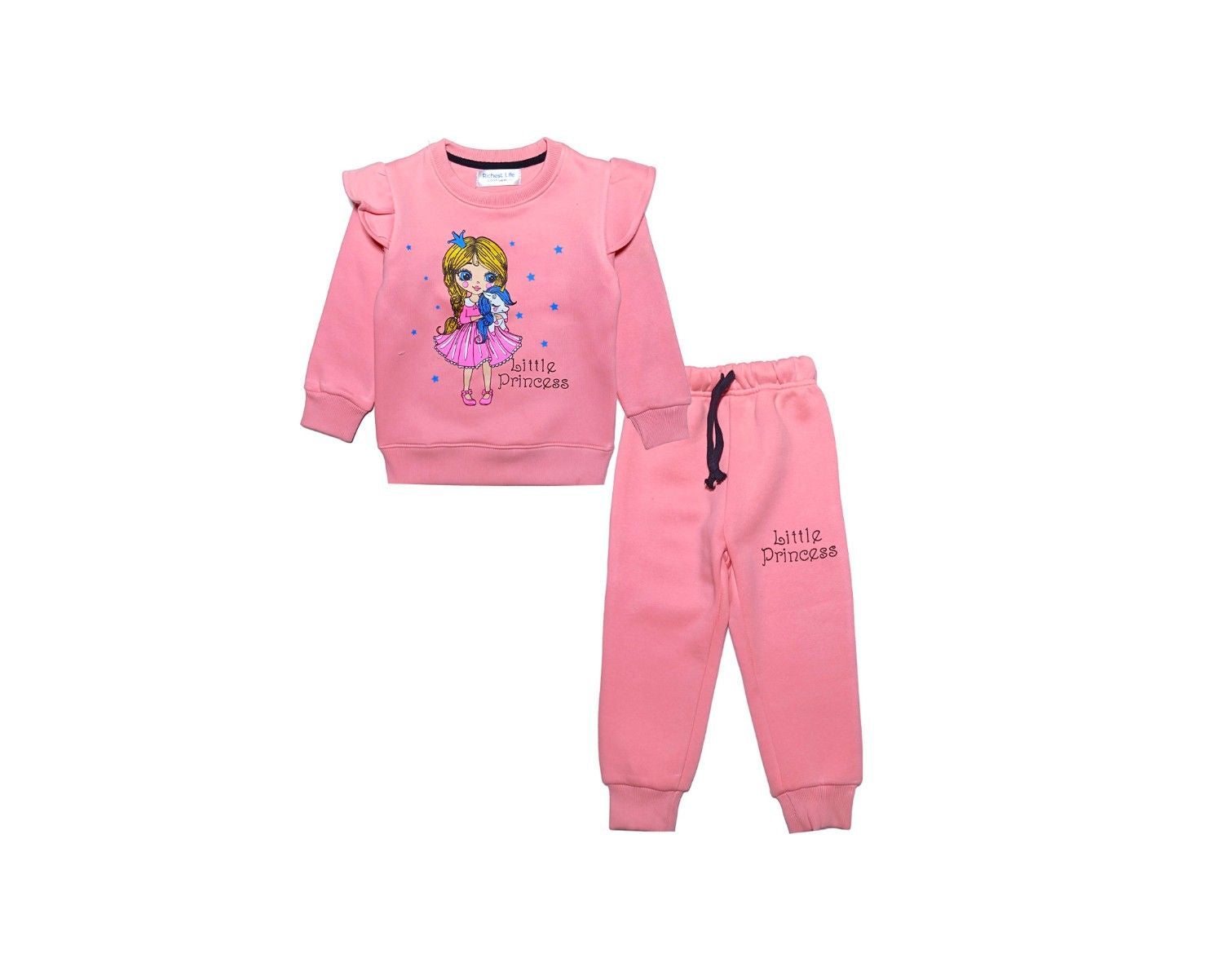 Little Princess Frill Sleeves Tracksuit - Rose Pink