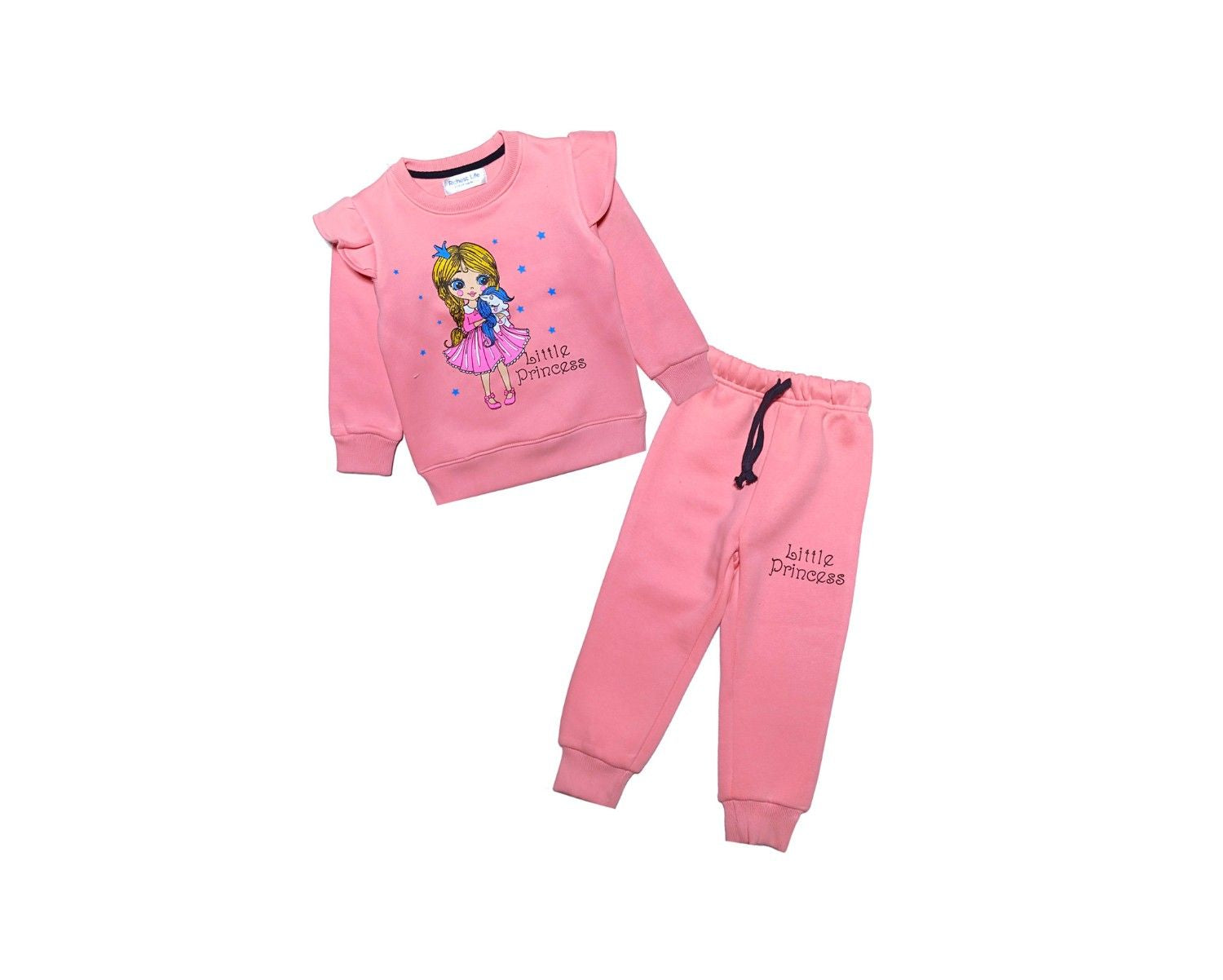 Little Princess Frill Sleeves Tracksuit - Rose Pink 1