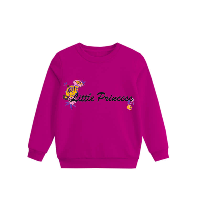 Little Princes Flowers Fleece Sweatshirt – Shocking Pink