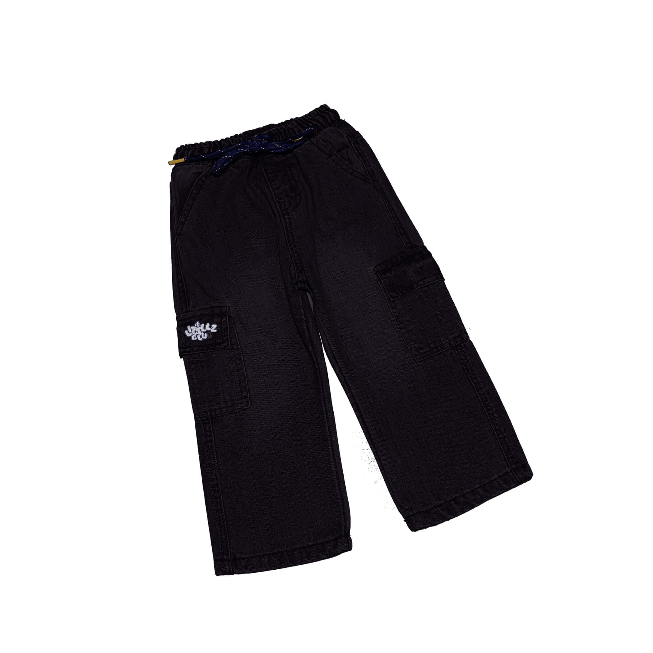 Littlez Club Flap Pockets Denim Baggy Pant - Black