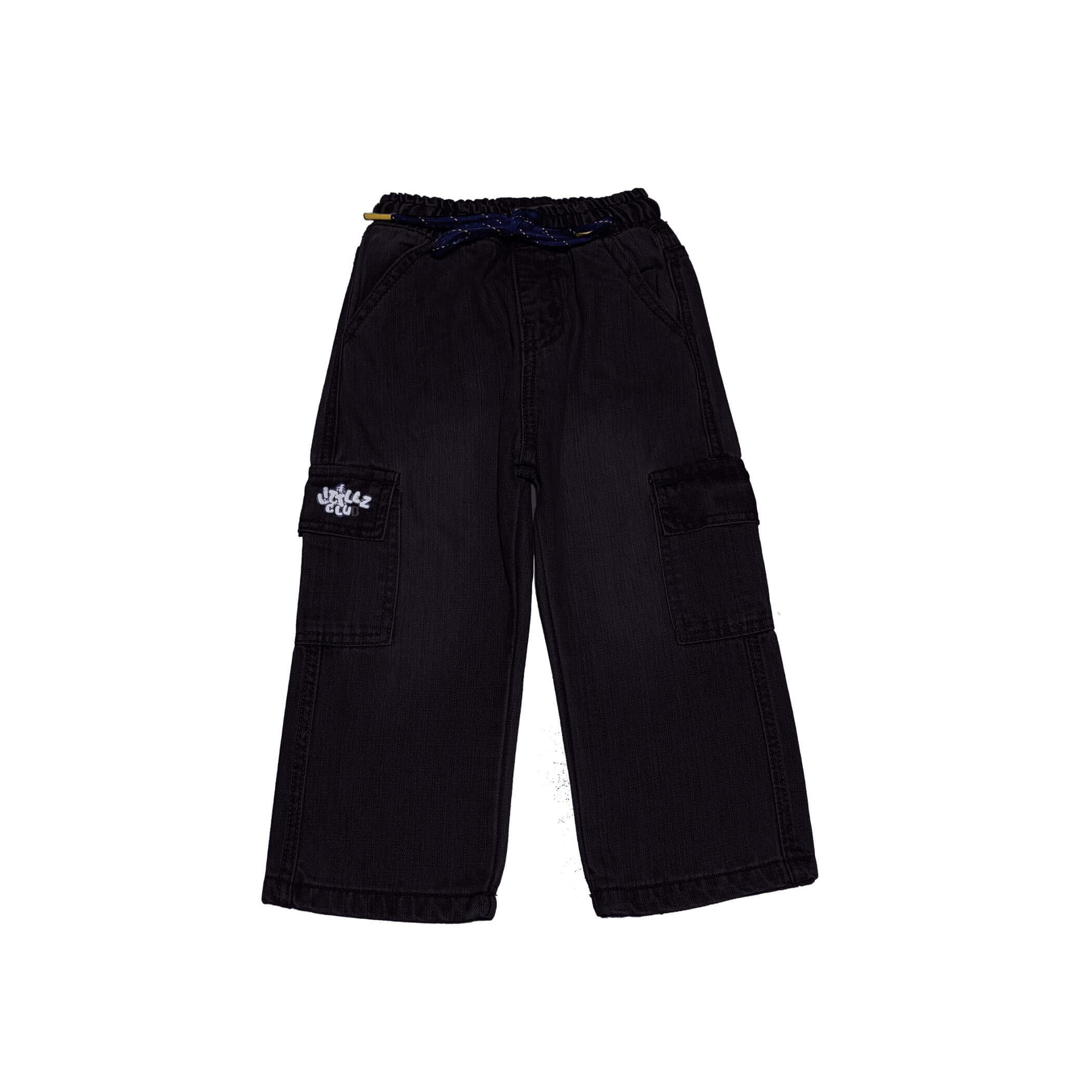 Littlez Club Flap Pockets Denim Baggy Pant - Black