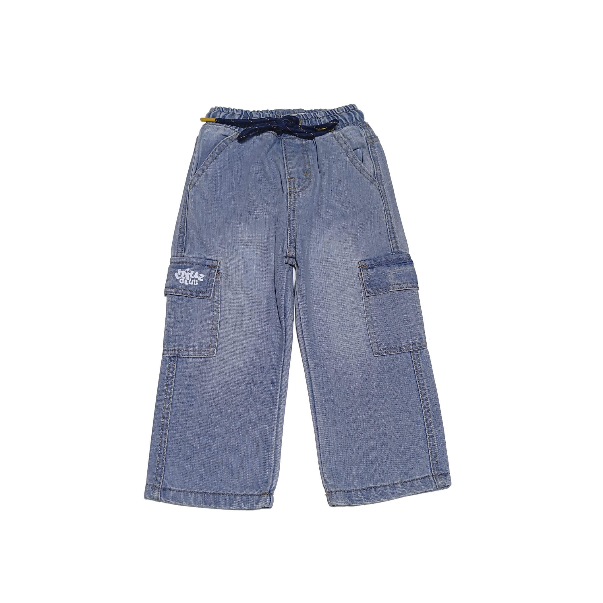 Littlez Club Flap Pockets Denim Baggy Pant - Sky Blue