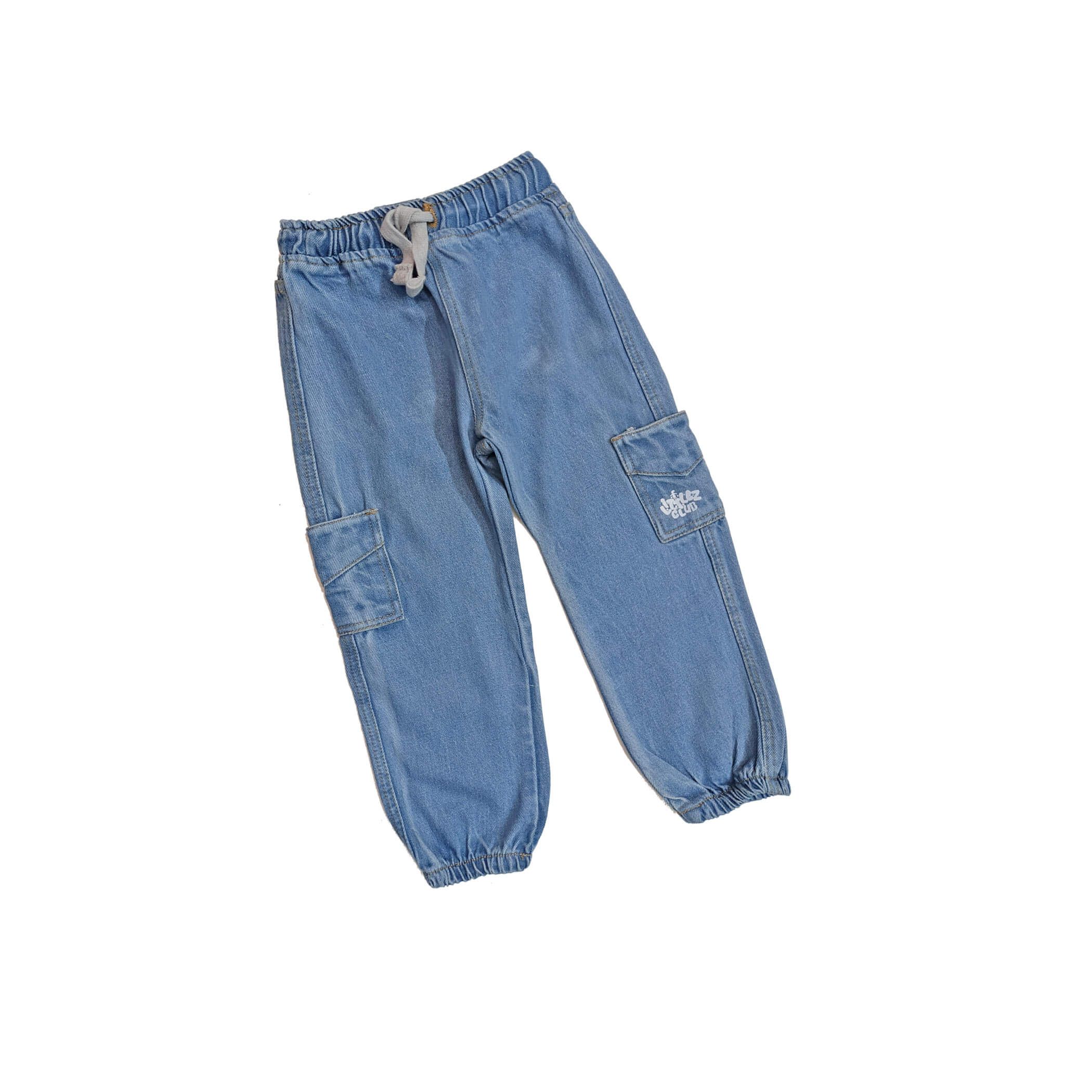 Littlez Club Print Pocket jogger Denim Pant – Light Blue