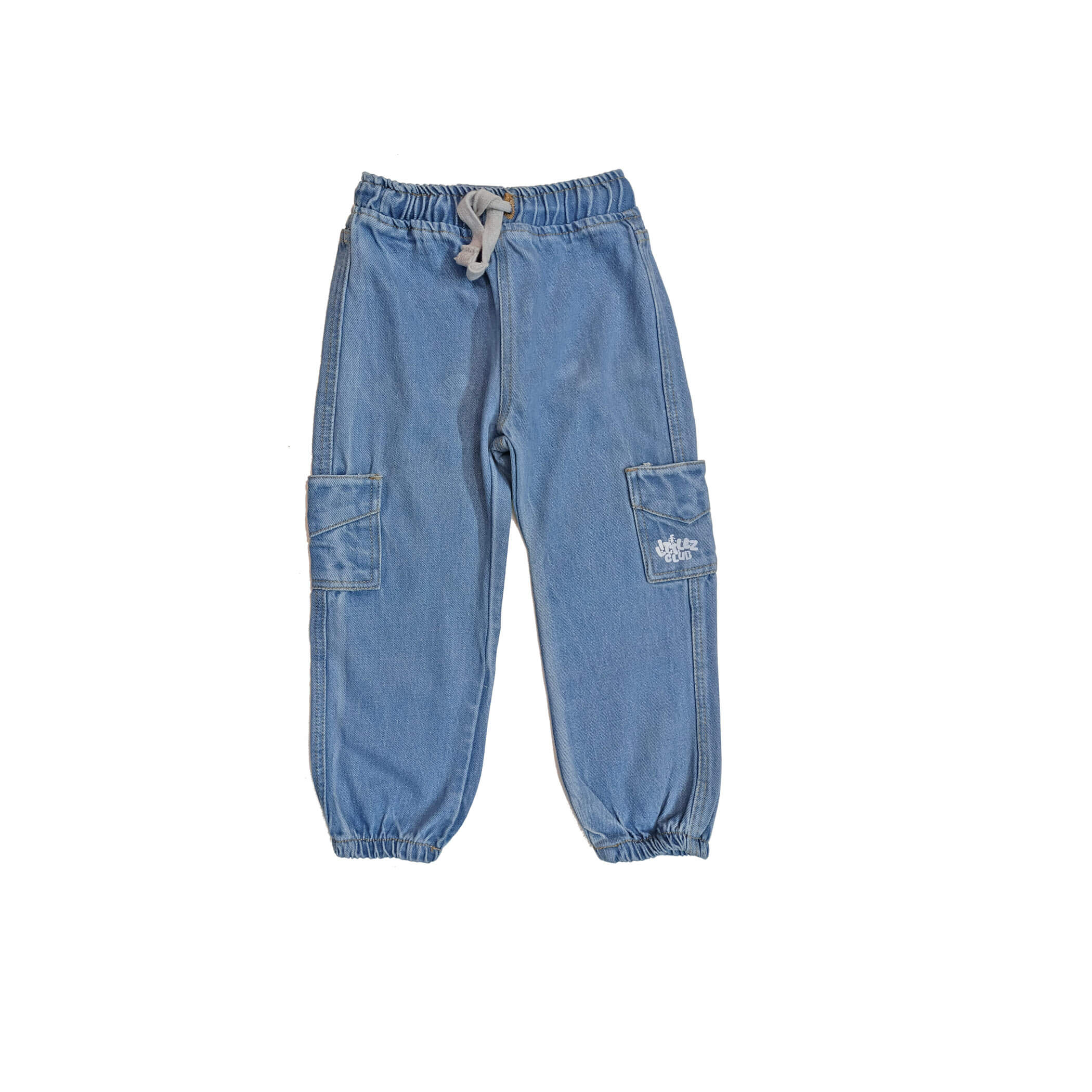 Littlez Club Print Pocket jogger Denim Pant – Light Blue