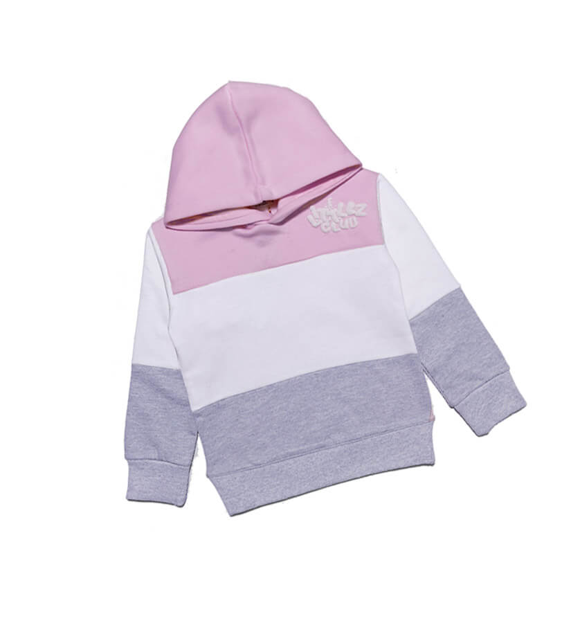 Littlez Club Trendy 3 Pennal Hood- Pink white Grey