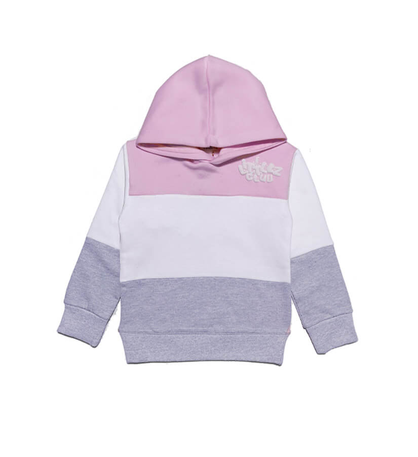Littlez Club Trendy 3 Pennal Hood- Pink white Grey