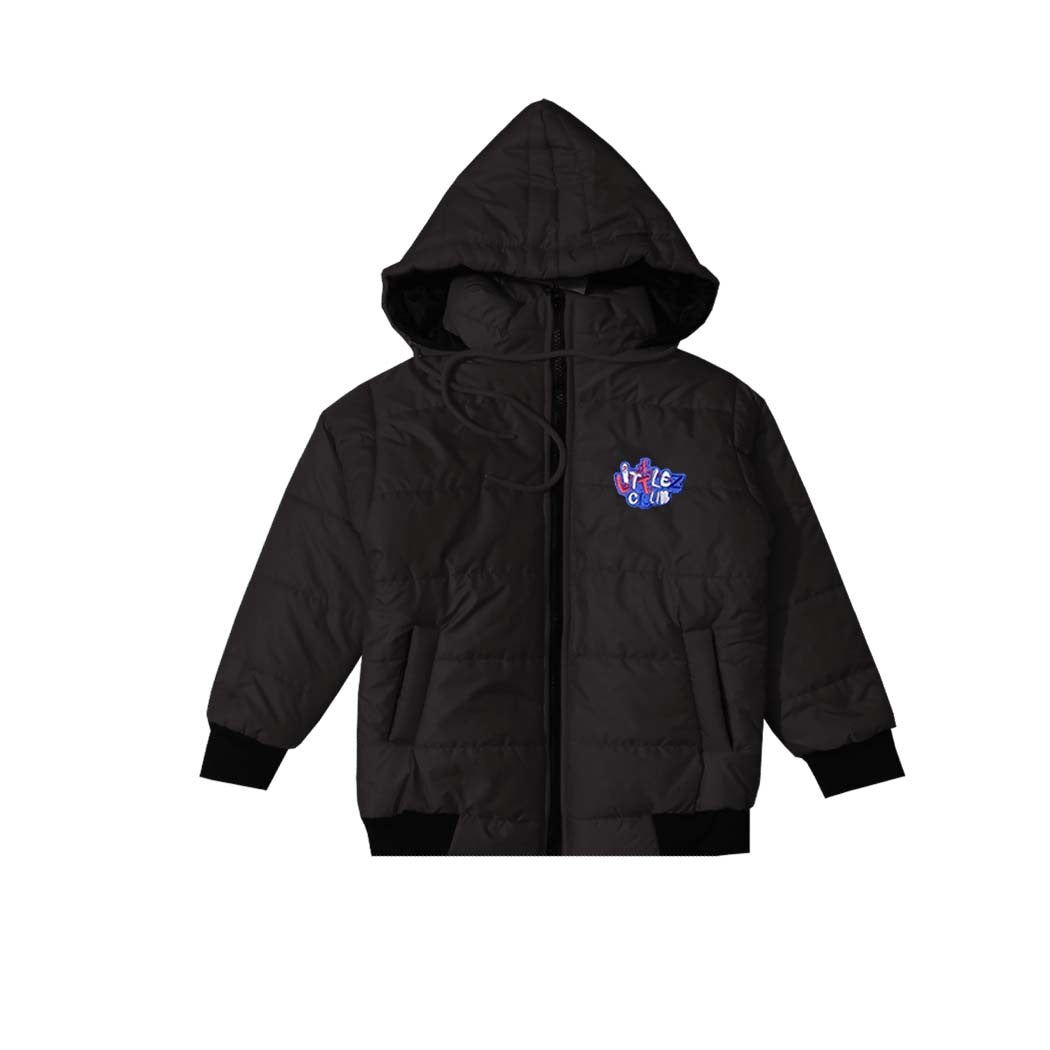 Littlez Club Badge Full Sleeve Puffer Jacket - Black